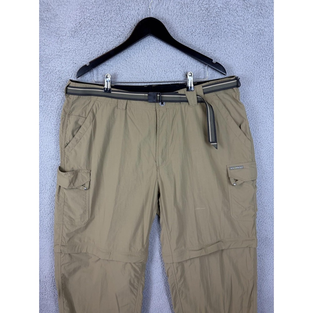 ExOfficio Pants Mens 40x32 Beige Nylon Convertible Zip Off Cargo Hiking Belt Men